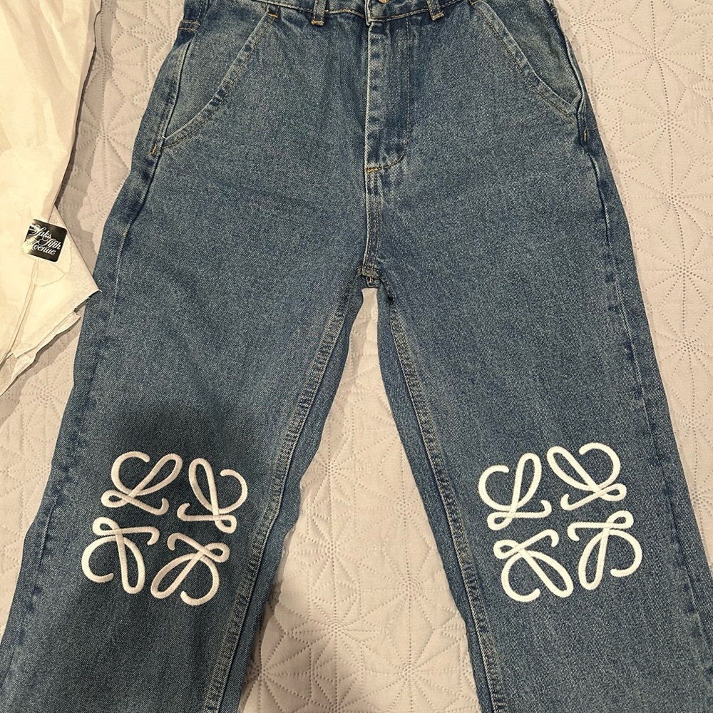 Loewe High rise wide leg jeans.